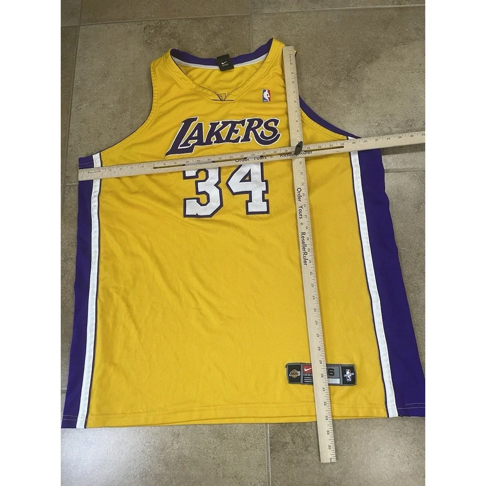Nike Los Angeles Lakers Shaquille O'Neal #34 Sz 3XL 56 NBA Dri-FIT Yellow Jersey
